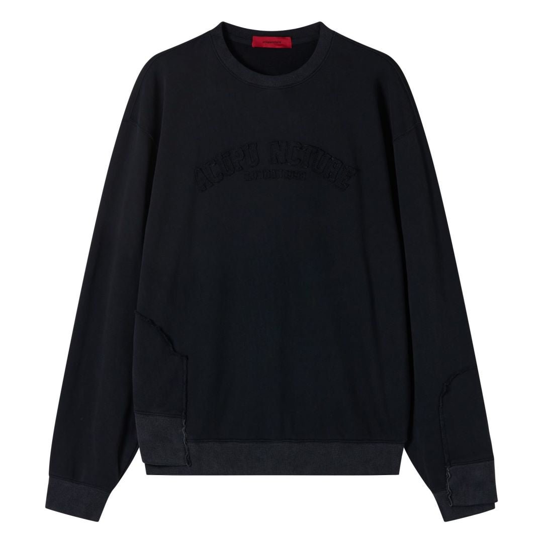 COTTON LOGO CREWNECK BLACK Acupuncture