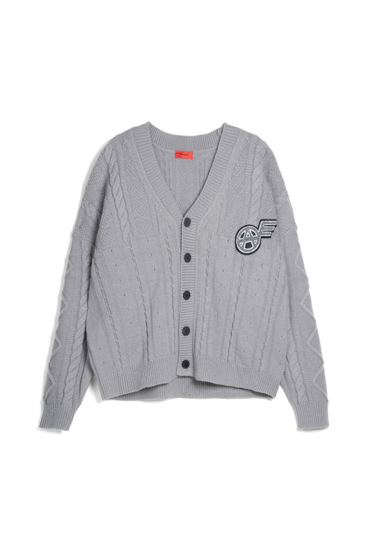 FLYING EMBLEM CARDIGAN GREY Acupuncture