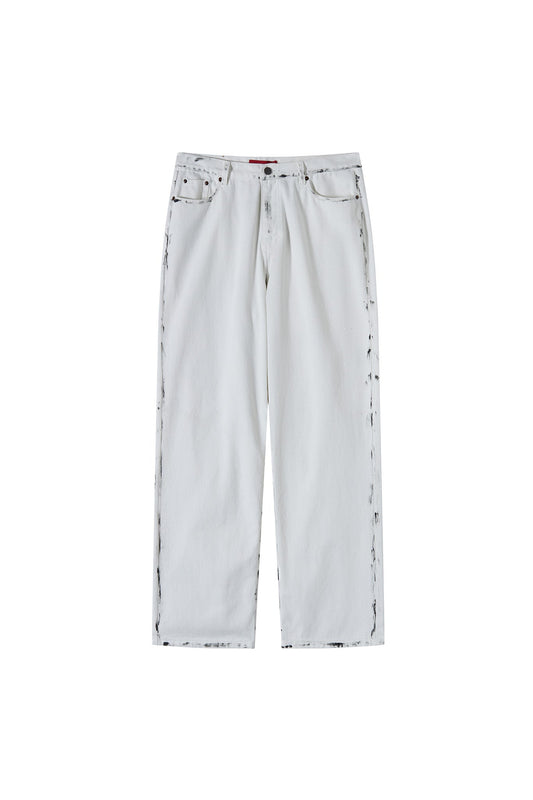 GRAFFITI DENIM PANTS WHITE Acupuncture