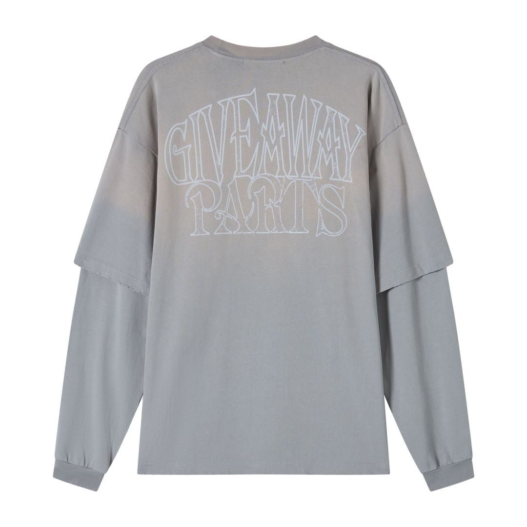 TIE DYE LS T - SHIRT LIGHT GREY Acupuncture