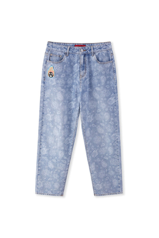 FLOWER DENIM PANTS BLUE Acupuncture